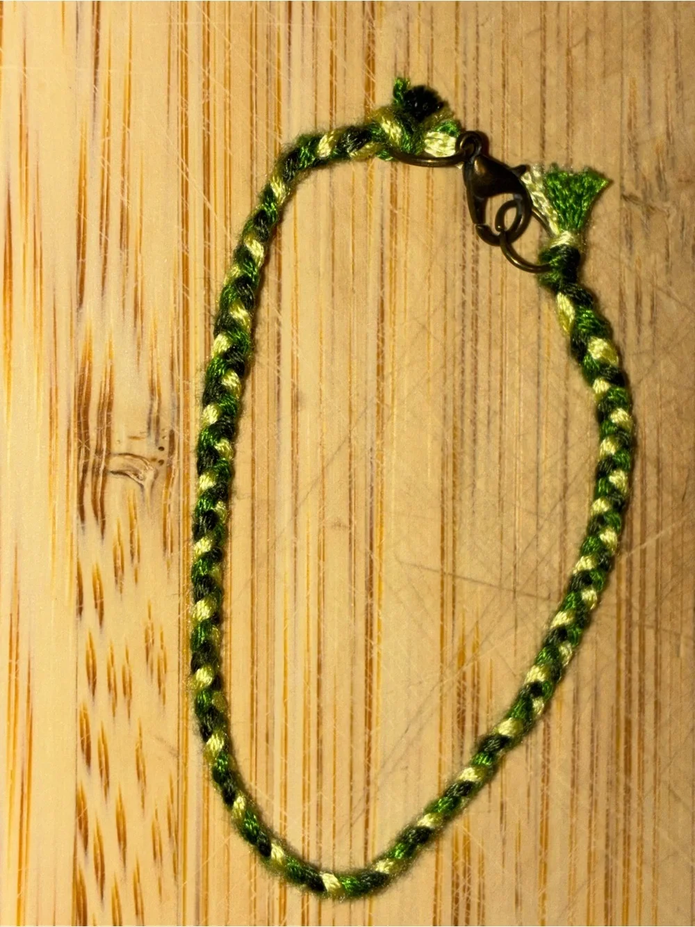 Handmade Green Braided Friendship Bracelet with Lobster Clasp